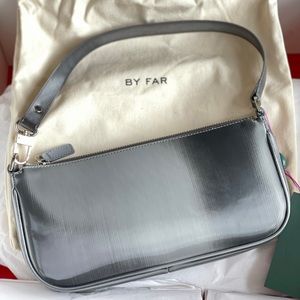NWT By Far Rachel Graphite Grey Leather Bag